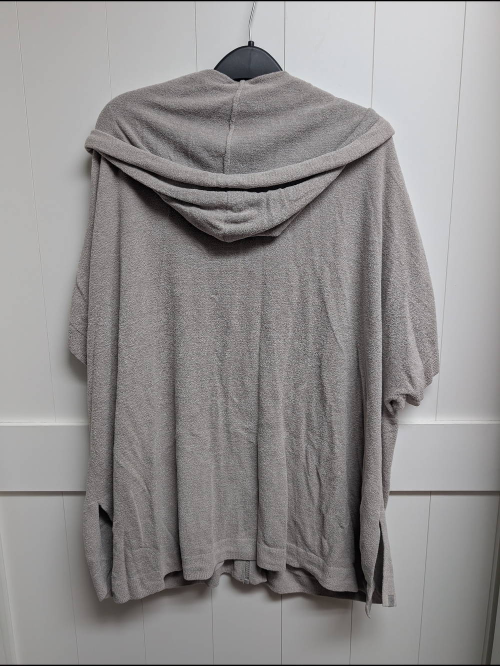 Barefoot Dreams Light Gray CozyChic Ultra Lite Hooded Short Sleeve Zip Up, L/XL - Picture 5 of 5